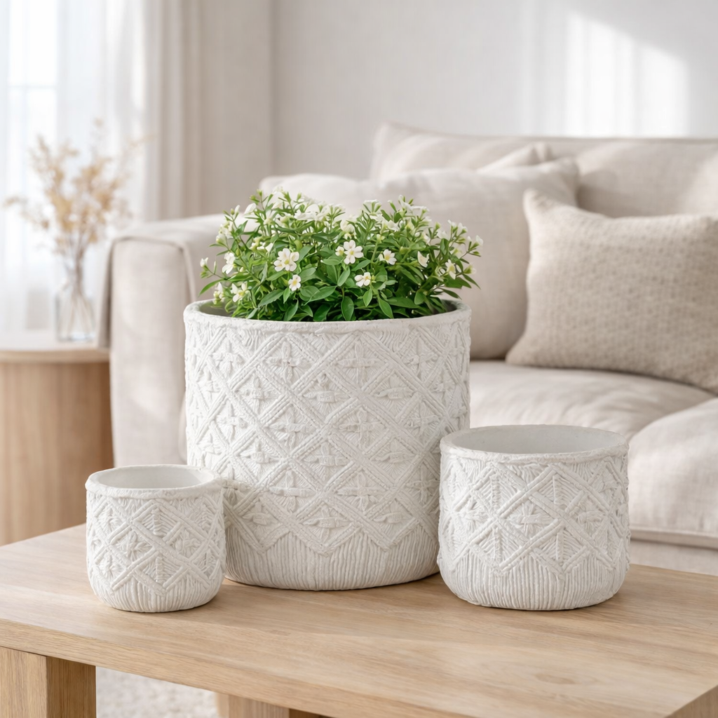 J -line Flowerpot vérifié - Ciment - White - Grand - Ø 33 cm en situation