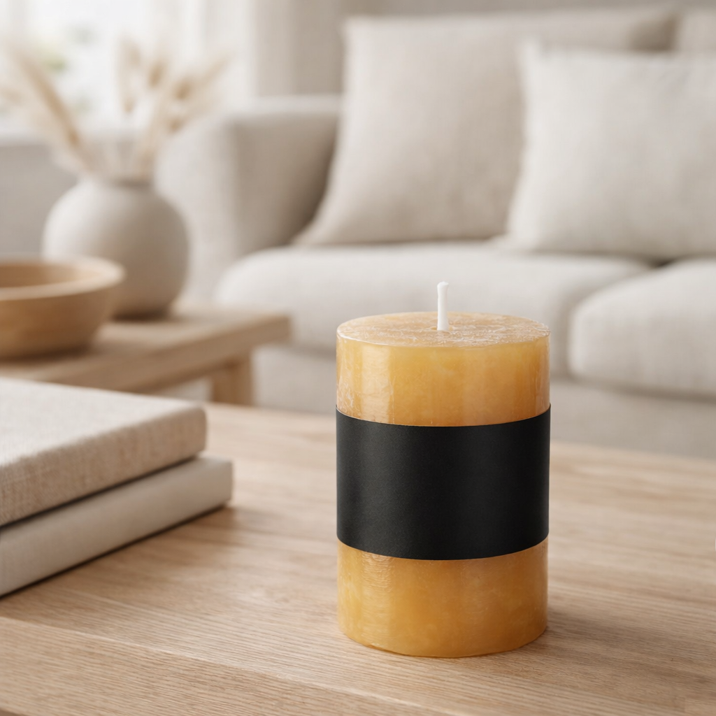 Bougie cylindrique J-Line - ocre - petite - 18U en situation