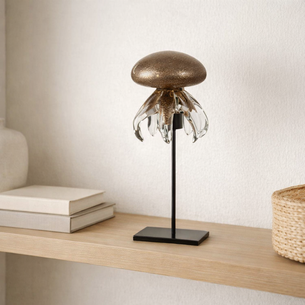 J-Line Decoration Jellyfish à pied - Verre - Brown - Grand en situation