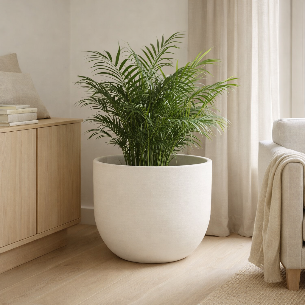 J -line Flowerpot Round - Céramique - Blanc - 3 pièces - Ø 60 cm en situation