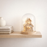 J-Lline Decoration Stolp Winter House - Bois / Verre - Natural - LED en situation