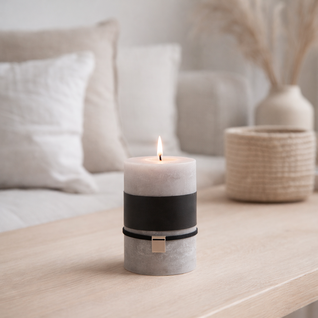 Bougie cylindrique J-Line - gris clair - M - 48U en situation