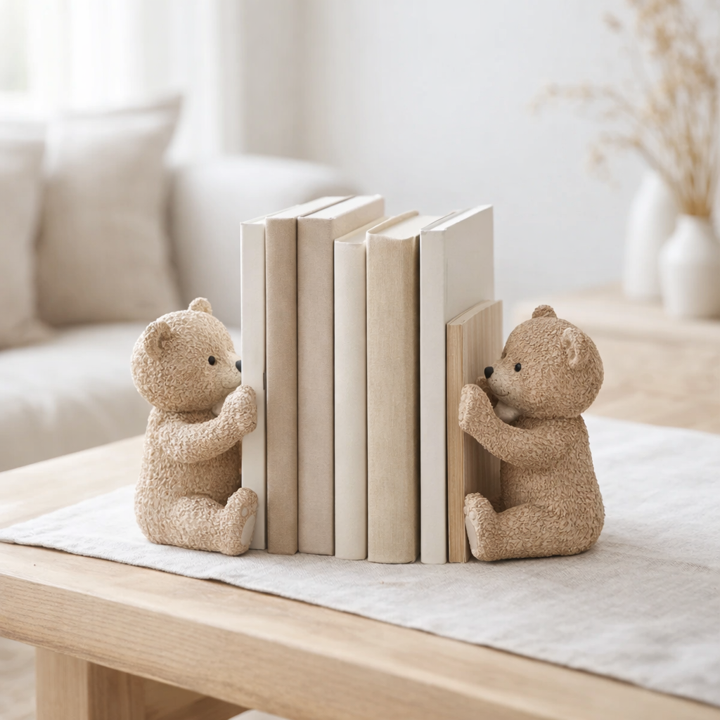 J -line Bookend Teddy - Polyresin - Brown clair - 2 pièces en situation