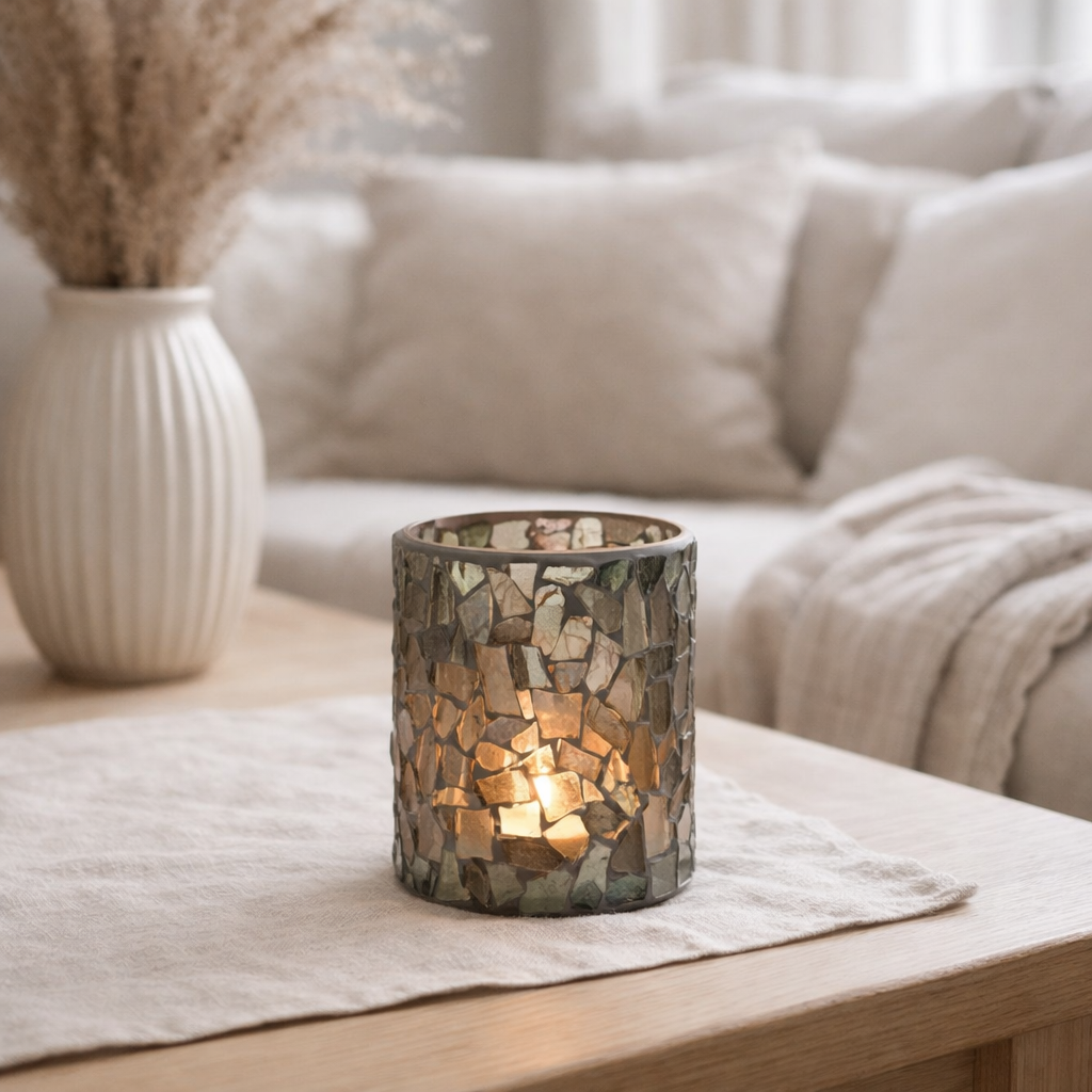 Lanterne J-Line Mosaic - verre - gris/vert - moyen en situation