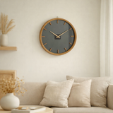J -line horloge ronde - bois / verre - marron / noir - Ø 40 cm en situation