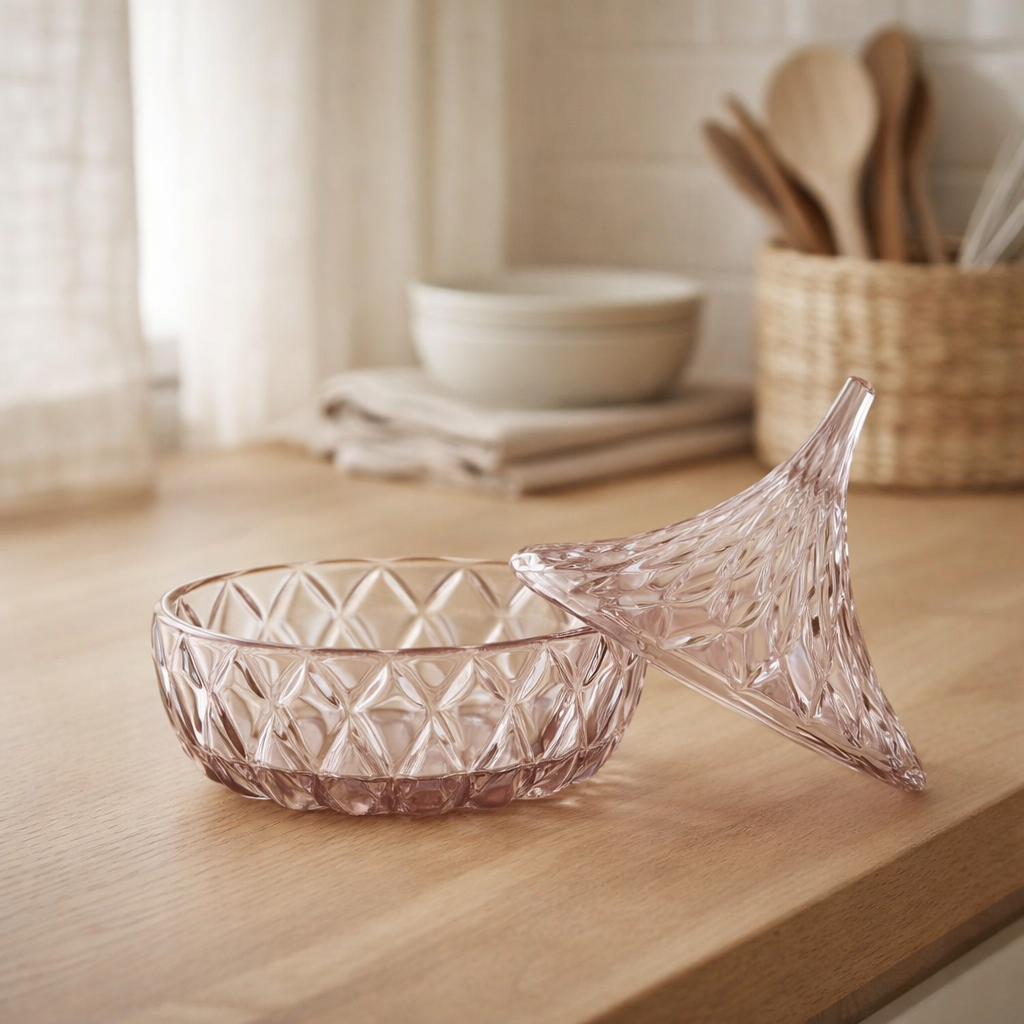 Pot de conservation J-Line Pointed Cut - verre - rose en situation