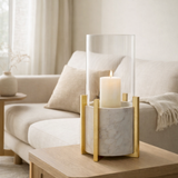 J -line Windlicht Foot - Marble / Metal - Gray / Champagne - Grand en situation