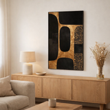 Cadre J-Line Rectangle Ovale - cuir - noir/or - grand en situation
