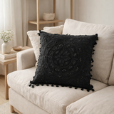 J-Line coussin marocain - coton - noir en situation