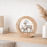 J-Line Decoration Figure de Noël Rendier - Aluminium / Wood - Natural / Silver en situation