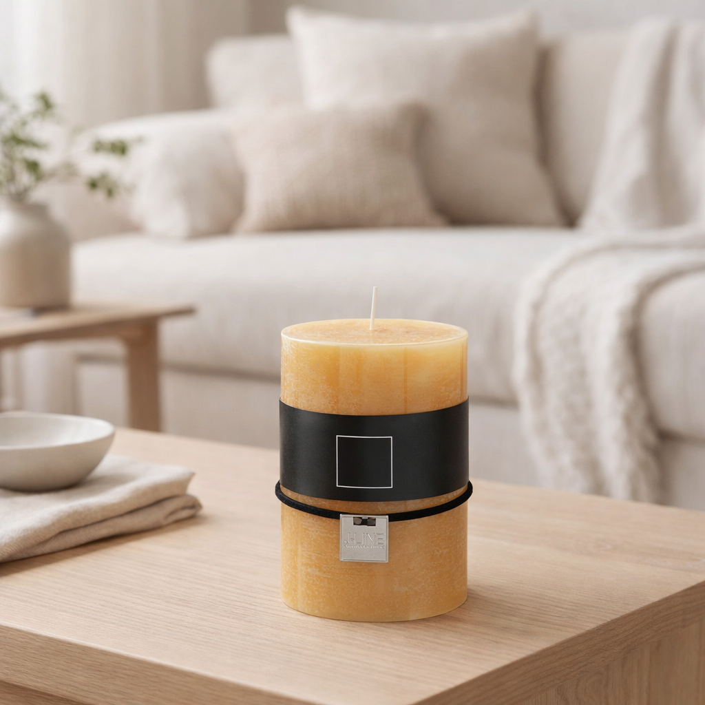 Bougie cylindrique J-Line - ocre - moyenne - 39U en situation
