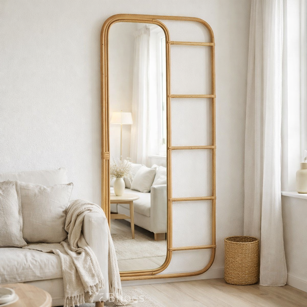 Échelle J-Line Spiegel - Rotan - Naturel - 180 x 80 cm en situation