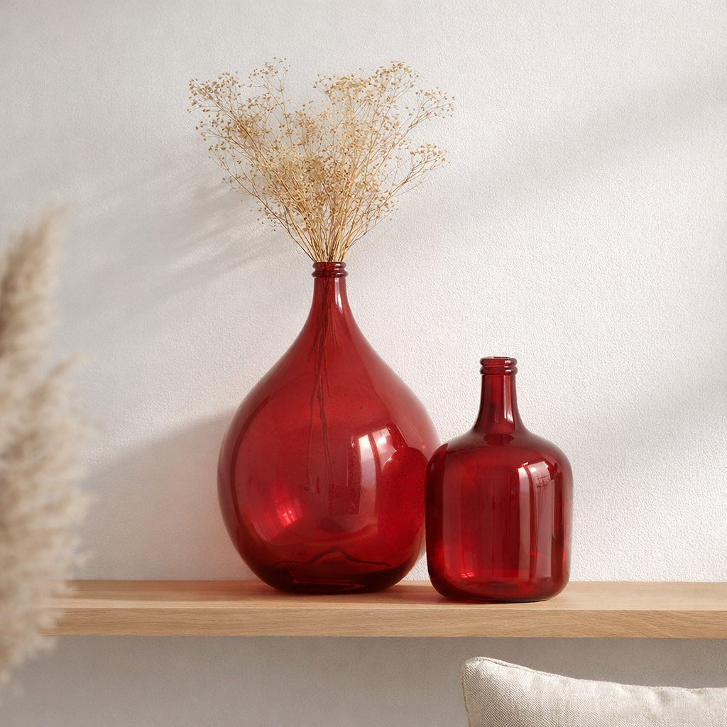 Vase J -line - Verre - Rouge - Grand - 56 cm de haut en situation
