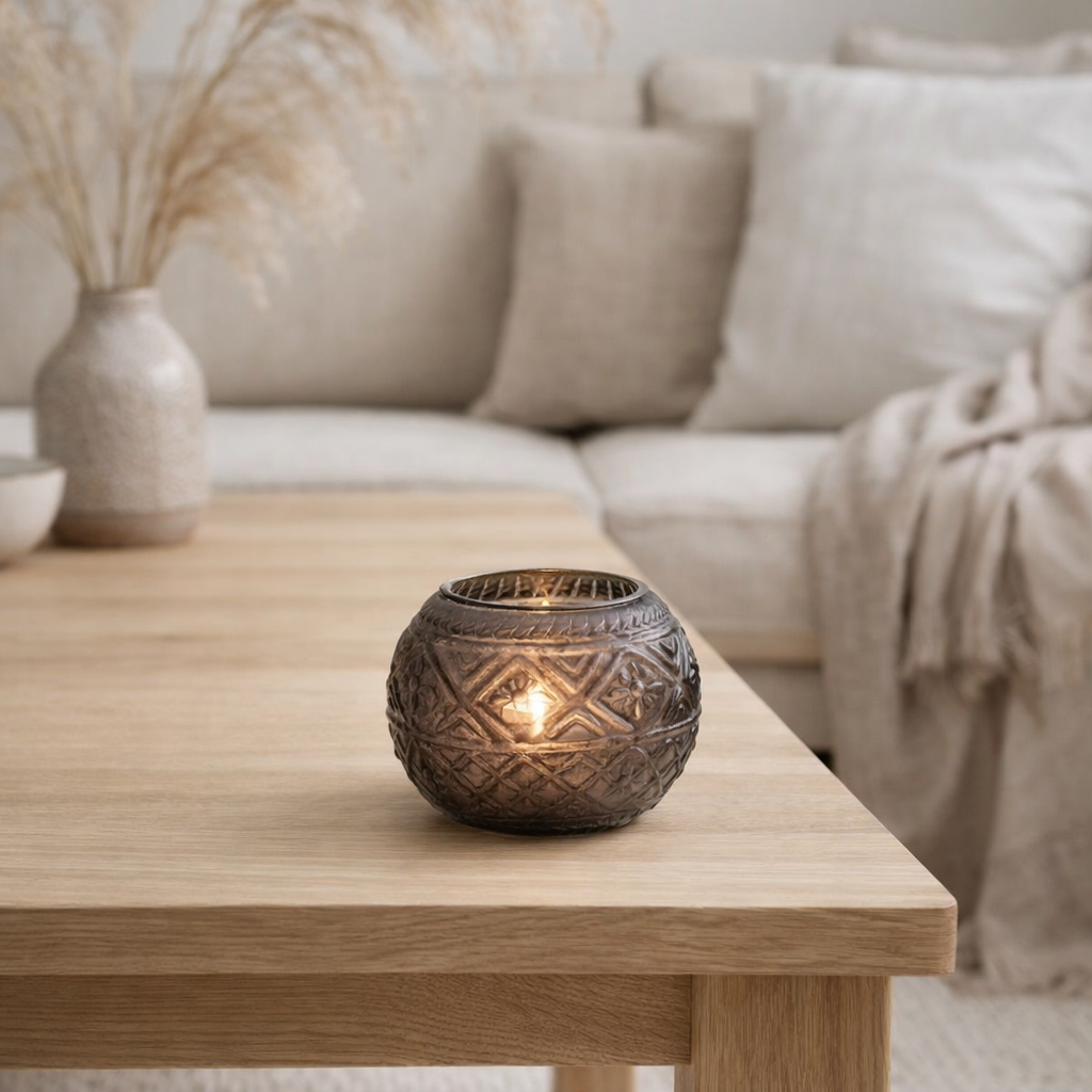 Lanterne J-Line Ball Boho - verre - gris en situation