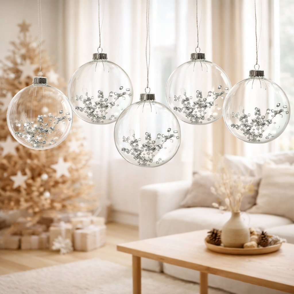 J-Line Boule de Noël Ronde Indoor - verre - transparent - boîte de 6 en situation
