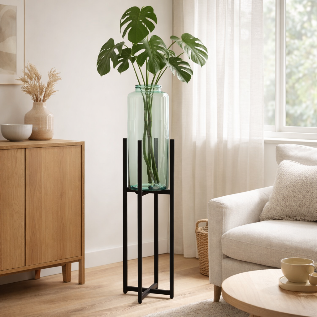 Base de ligne J pour Flowerpot / Basket - Metal - Black - Grand - 95,2 cm de haut en situation