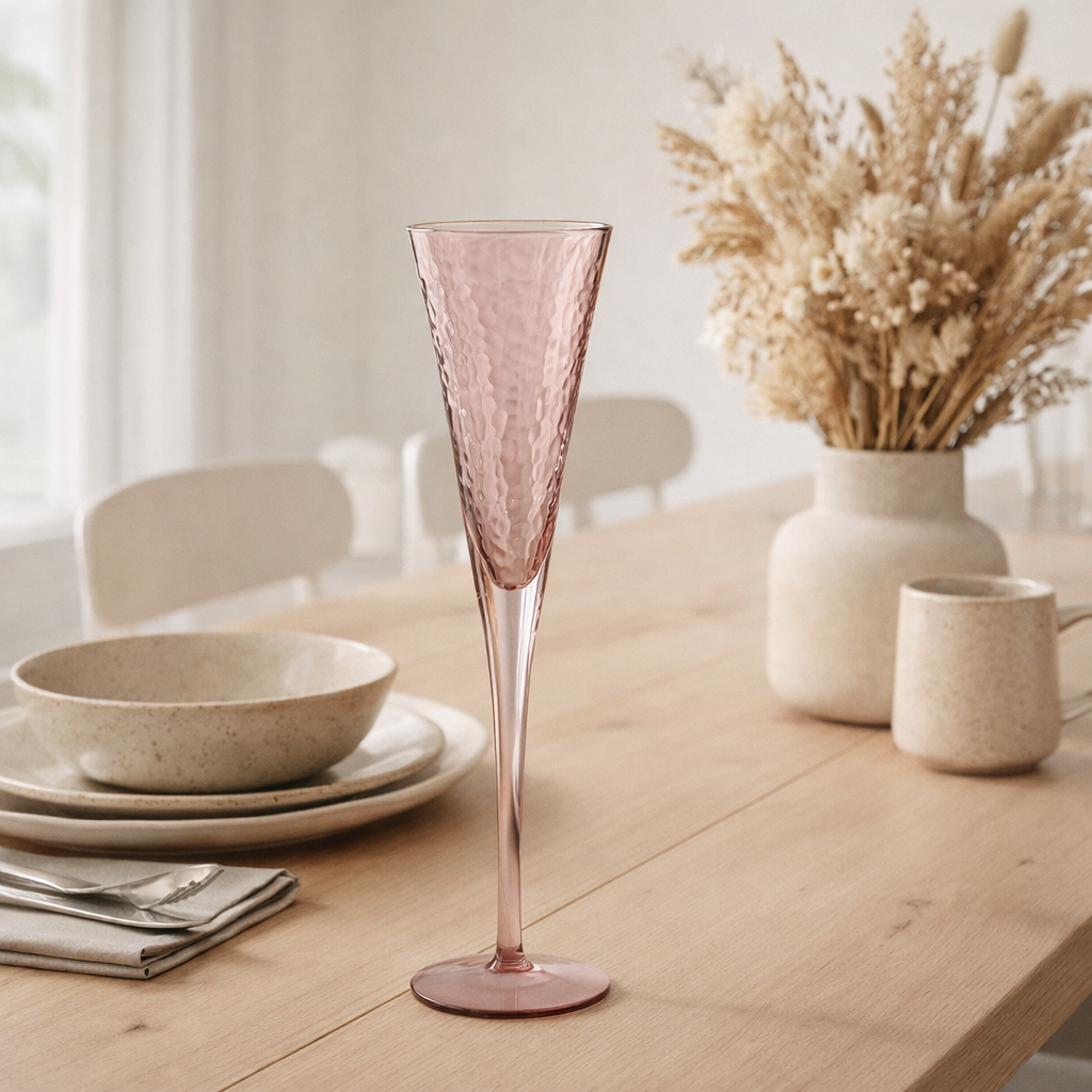 Coupe de champagne J-Line Inégale - verre - transparent/rose en situation