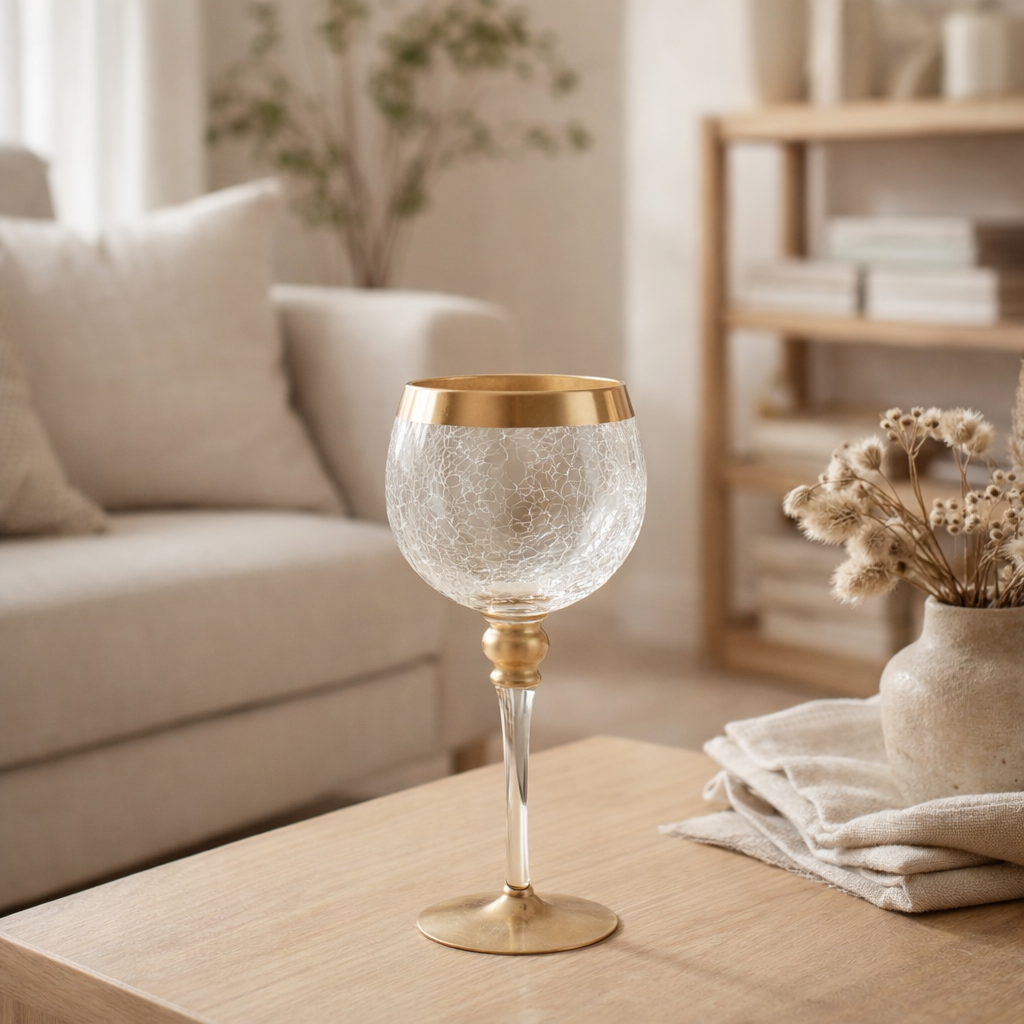 J -Liline Bol Bol Crackelé - Verre - Transparent / Gold - Small en situation