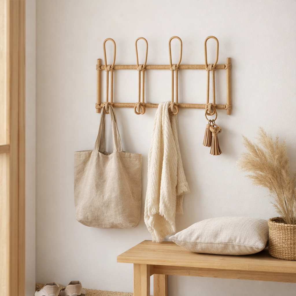 J -Liline Coat Rack Ellen 6 talons - Jute - Natural en situation