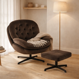 Canapé J-Line Relax -+ repose-pieds - métal/textile - marron foncé en situation