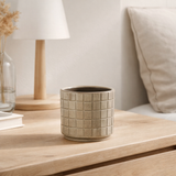 J-Line Flowerpot Square Céramique Beige/Gris Small en situation