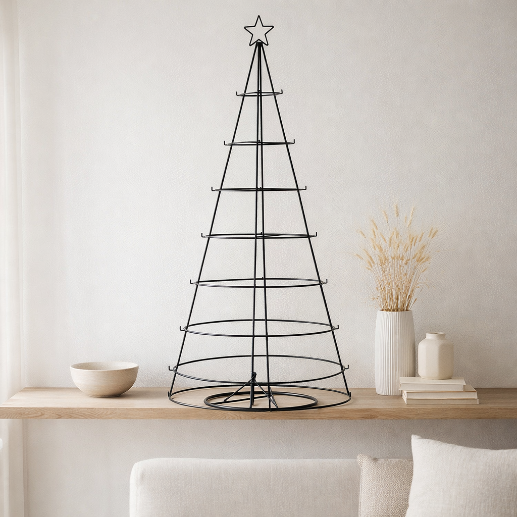 J -Liline Decoration Trele de Noël 8 niveaux - Metal - Black - 188 cm de haut en situation
