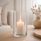 Lanterne J-Line Stripes - bougeoir - verre - transparent - grand en situation