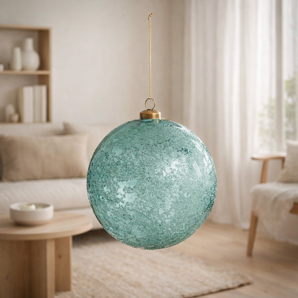 J-Line Boule de Noël Ready - verre - azur antique - extra large en situation