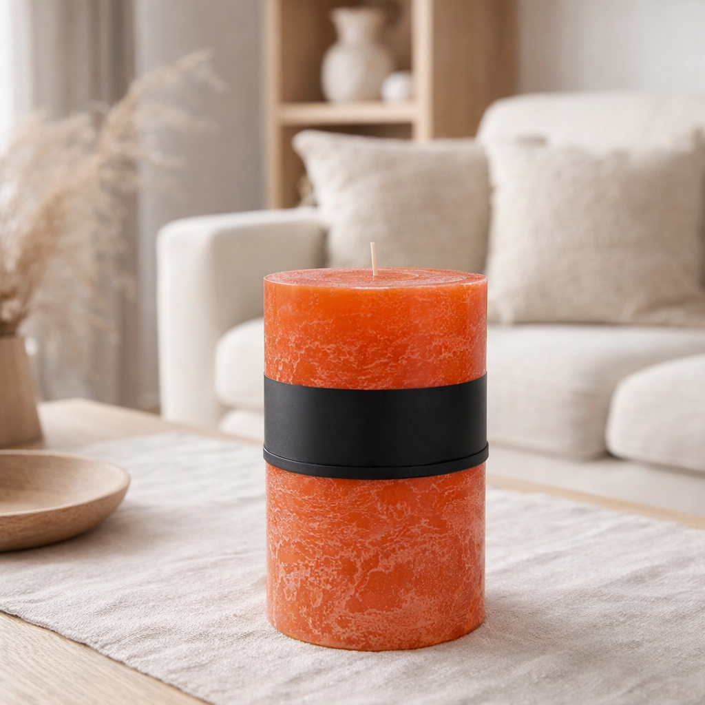 Bougie cylindrique J-Line - orange - extra large - 95U en situation