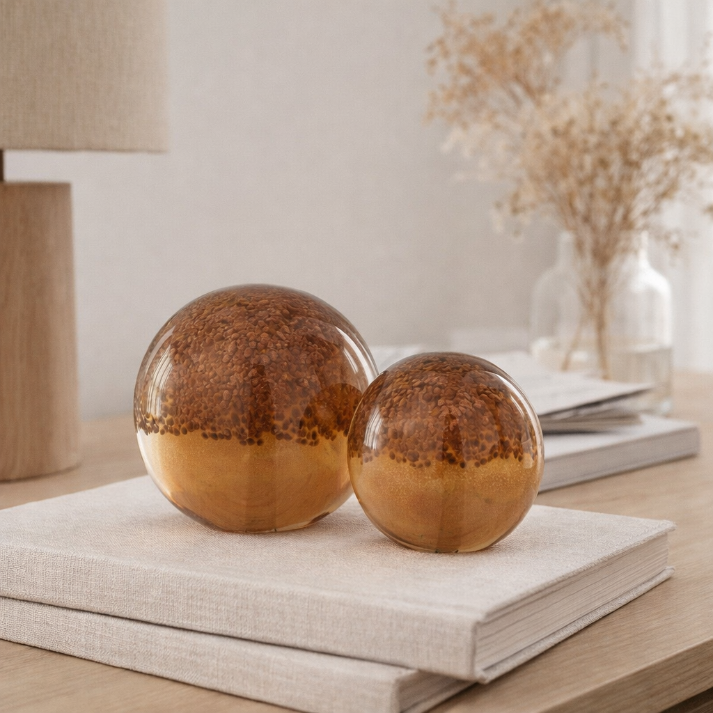 Presse-papier J-Line Layers - verre - marron/ocre - grand en situation