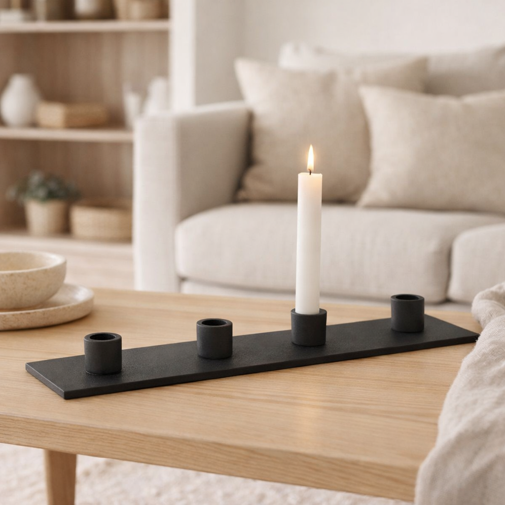 J -line Candlestick 4 Party - Metal - Black en situation