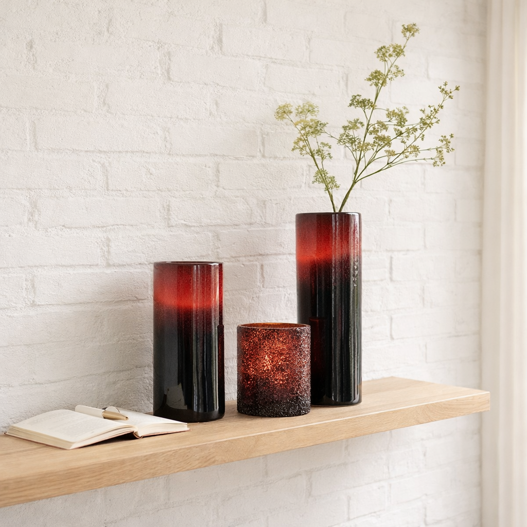 Transition de vase J -line - Céramique - rouge / noir - petit - 35 cm de haut en situation