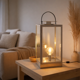 Lampe lanterne J-Line - métal/verre - argent en situation