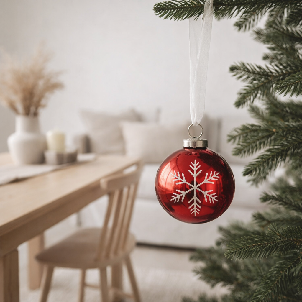 Boule de Noël J-Line - verre - rouge - petite en situation