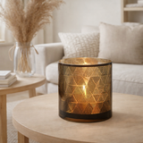 Lanterne J-Line Triangles Stripes - verre - marron - grand en situation