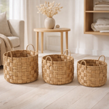 J-Line Lot de 3 Paniers Ronds Jacinthe d'Eau Naturel en situation