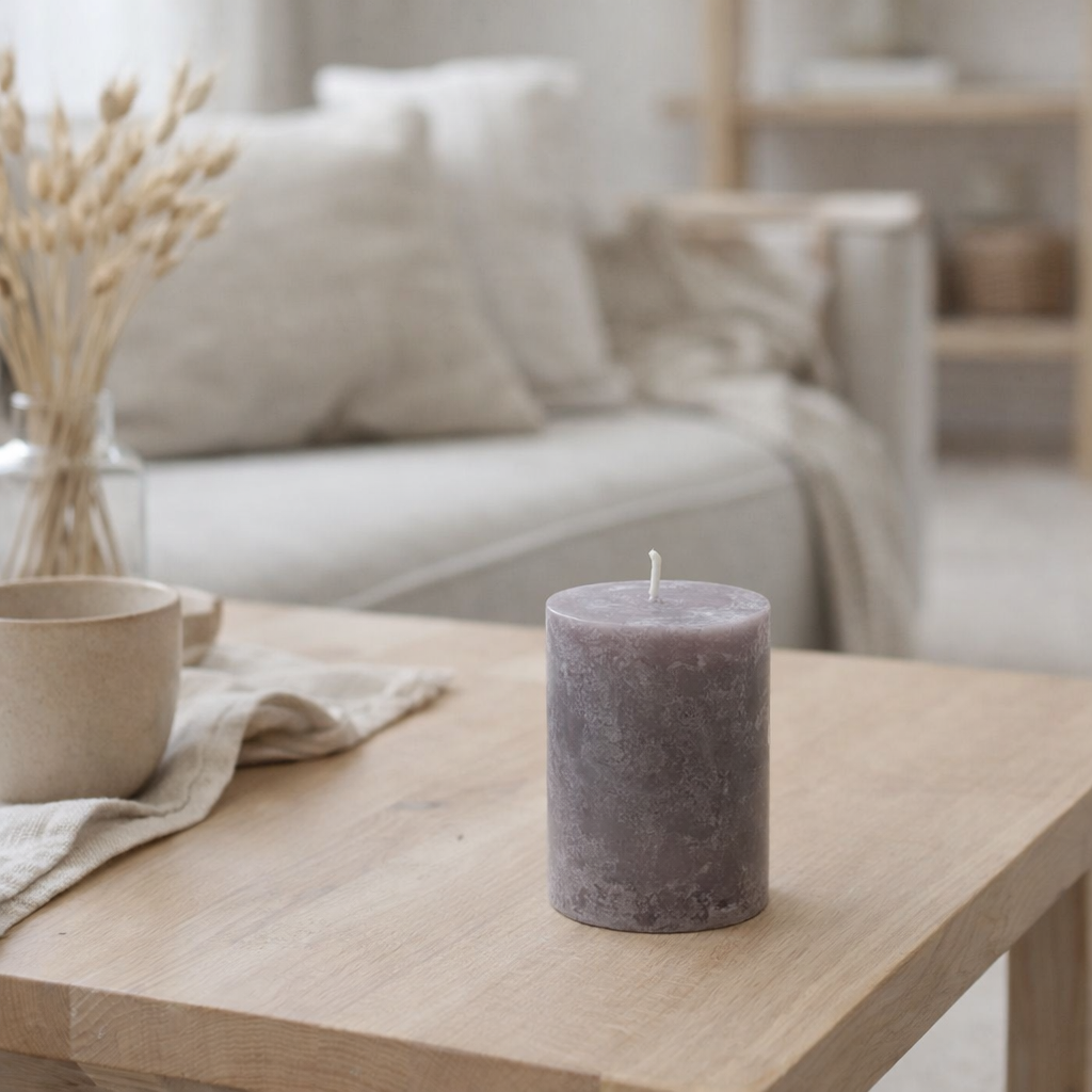 Bougie cylindrique J-Line Granite - gris - grande - 72U en situation