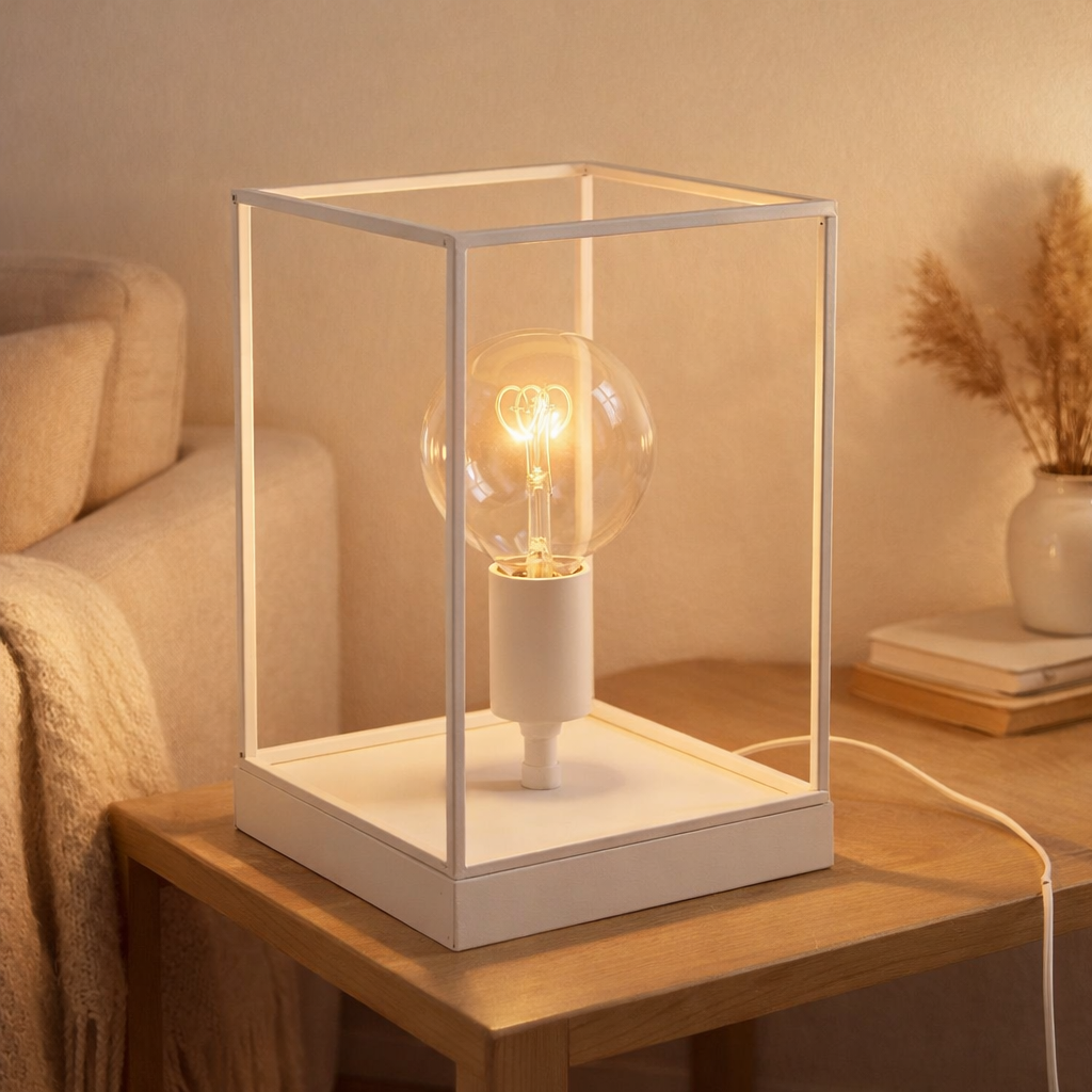 Lampe J -line 1 Cadre rectangulaire - métal - blanc - petit en situation