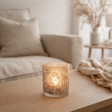 Lanterne J-Line Happy Faces - verre - beige - petite en situation