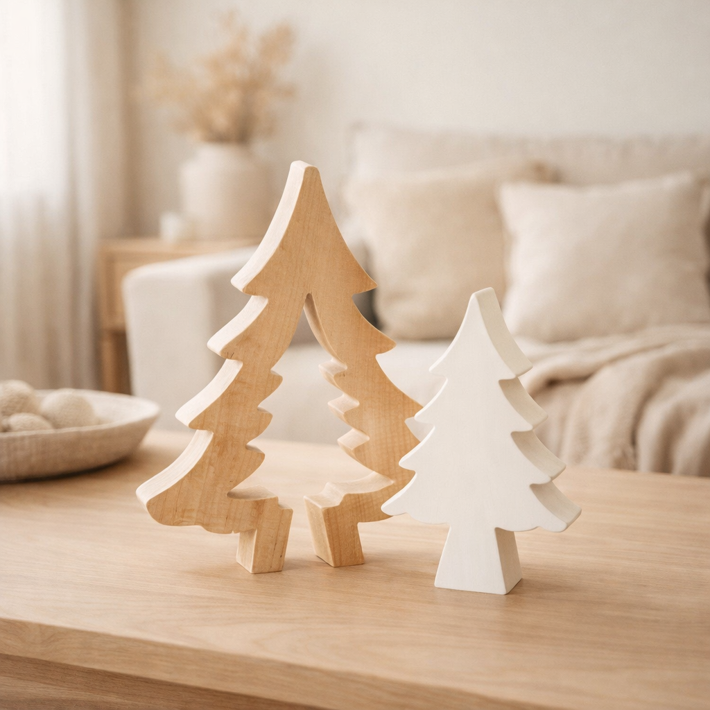 J-Line kerstboom Puzzle - hout - wit - grand en situation