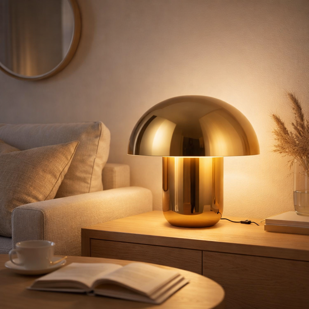 Lampe J-Line Mushroom - fer - or - grand en situation