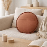 J-Line coussin rond Mia Kant - coton - marron en situation