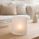 Lanterne J-Line Cylindre Crackle - verre - blanc - petit en situation