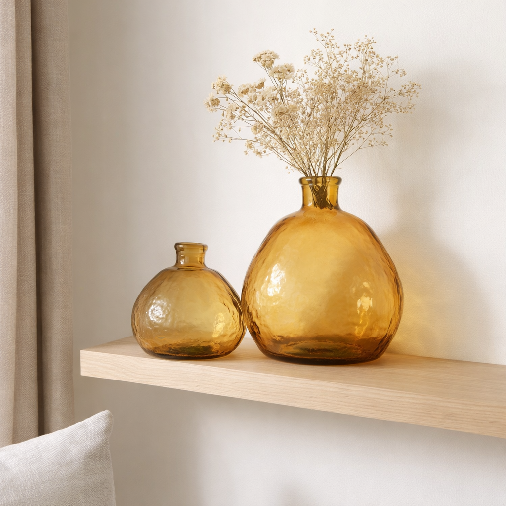 Vase J-Line Laura - verre - ocre - grand en situation