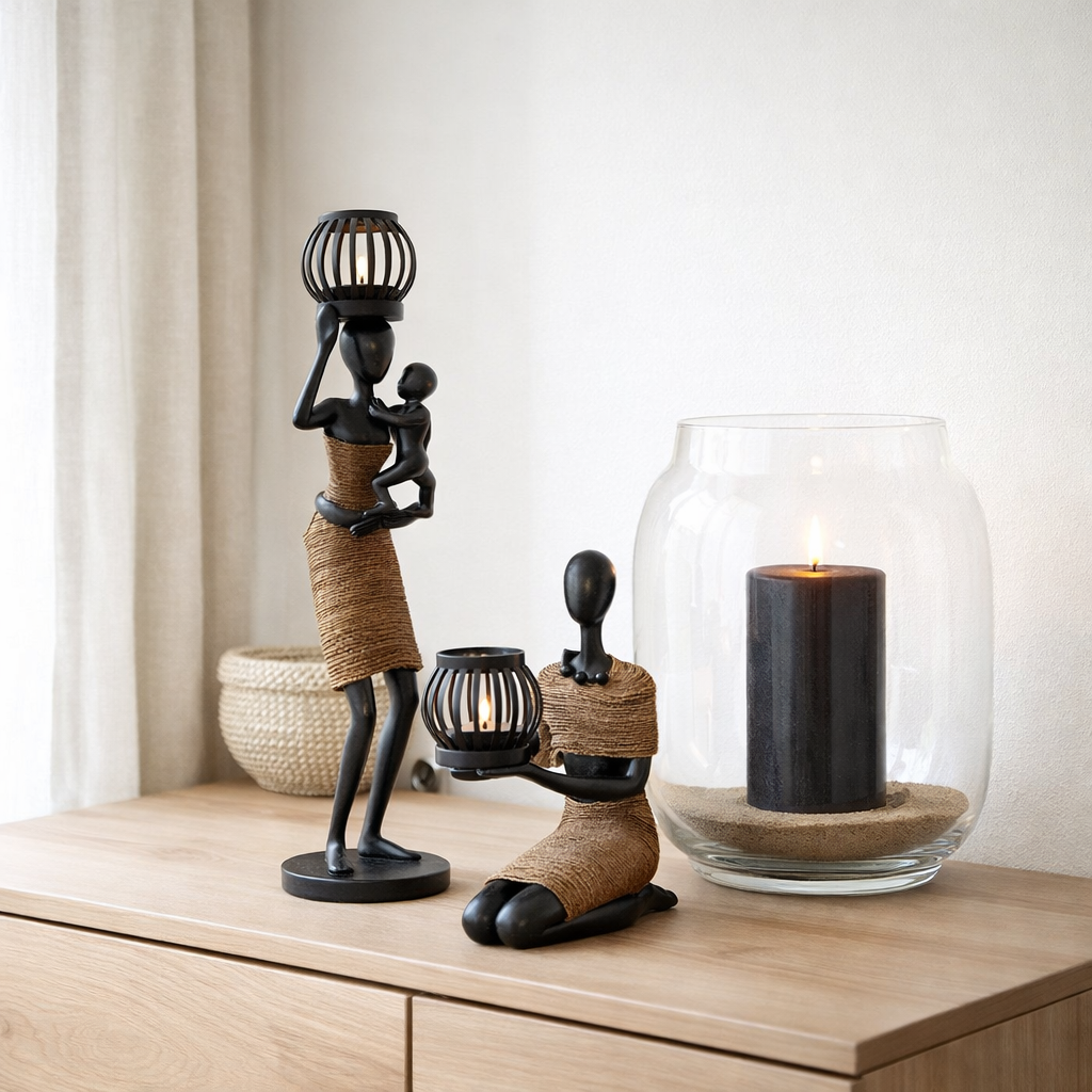 Bougie cylindrique J-Line - noire - 72U - grande en situation