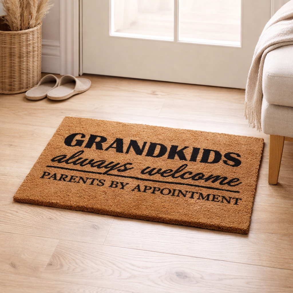 Paillasson J-Line Grandkids - fibre de coco - naturel/noir en situation