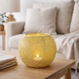 Bougeoir J-Line Mosaic Round - verre - jaune - grand en situation