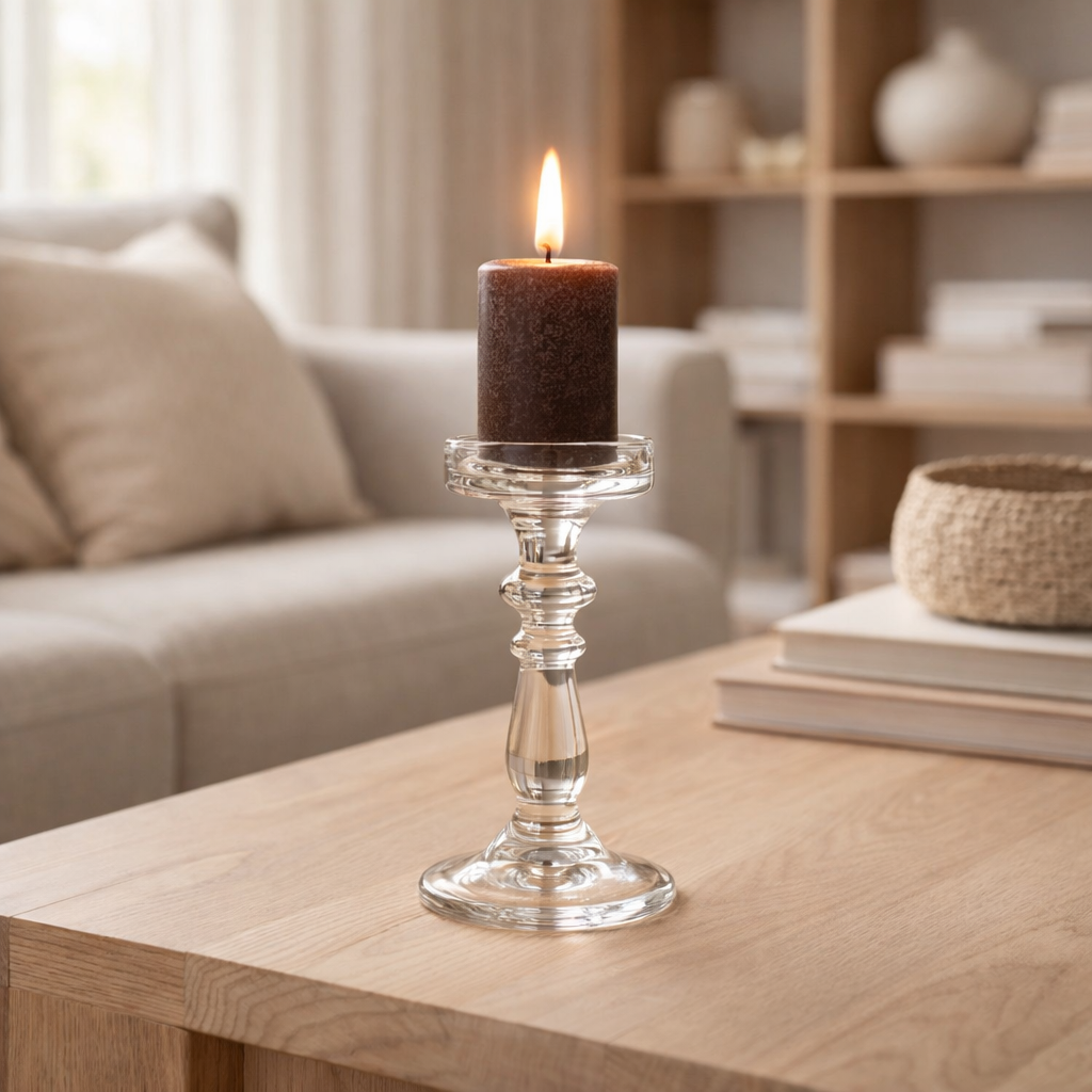 Bougeoir J-Line - verre - transparent - petit en situation