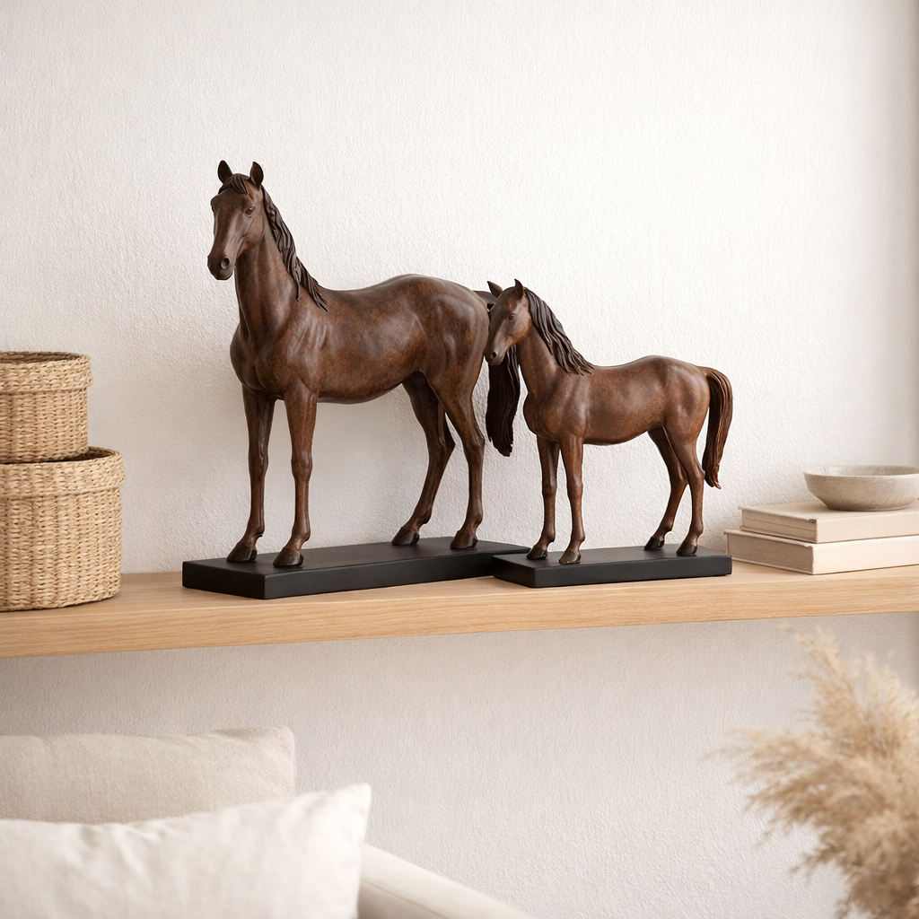 J -line Decoration Horse - Polyresin - Brown - Large en situation