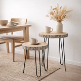 Table d'appoint J-Line Paulownia - bois/fer - gris - grande en situation